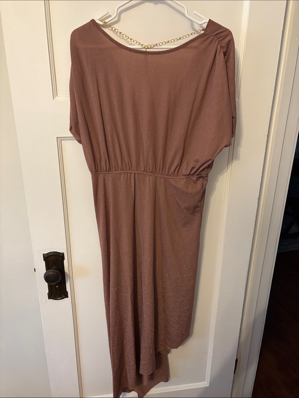Women's Shimmer Asymmetric Hem Dress - Mauve
